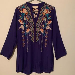 Luna Moon Embroidered Long Sleeve Tunic